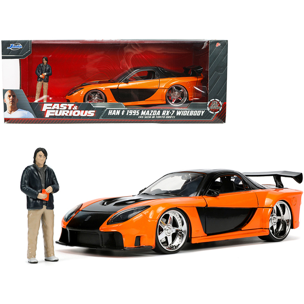 Jada 1995 Mazda RX-7 Orange Metallic & Black with Han 1/24 Diecast