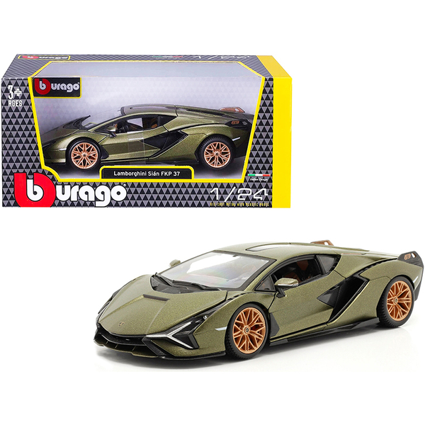 Bburago Lamborghini Sian FKP 37 1/24 Matt Green w/ Copper Wheels