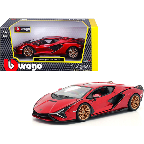 Bburago Lamborghini Sian FKP 37 1/24 Candy Red w/ Copper Wheels
