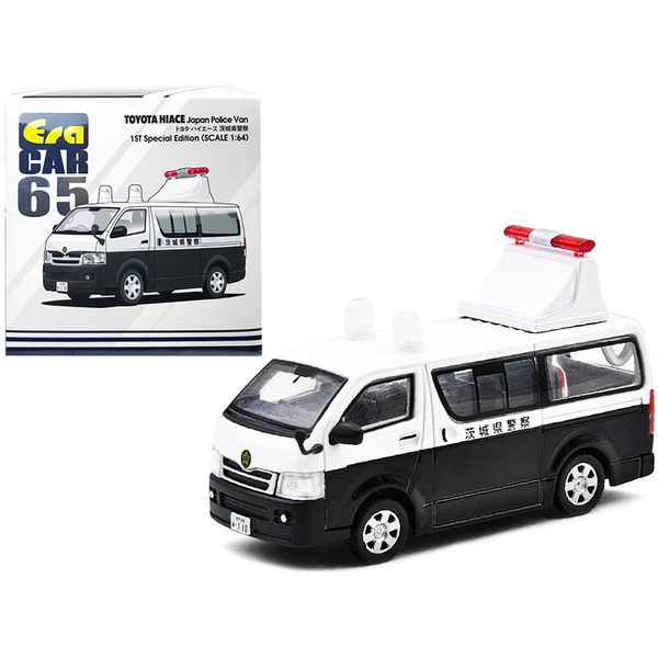 Era Car Toyota Hiace Japan Police Van - White/Black 1/64