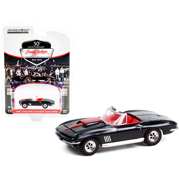 Greenlight 1967 Corvette Convertible - Black/Red Stripe 1/64 Scale