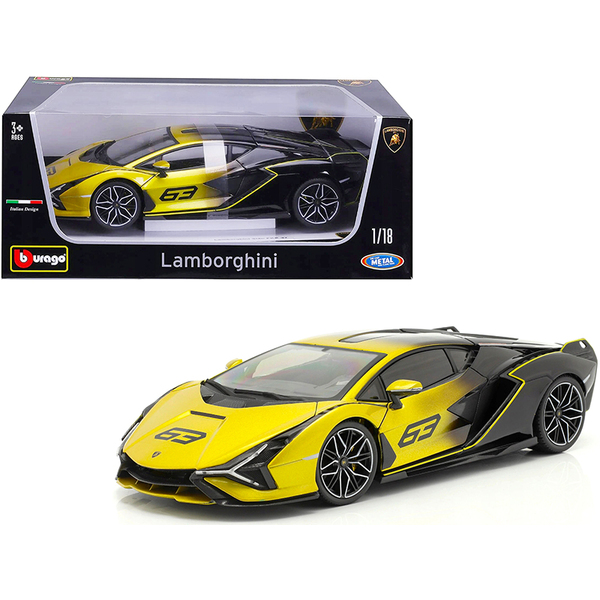 Bburago Lamborghini Sian FKP 37 Yellow 1/18 Scale Diecast