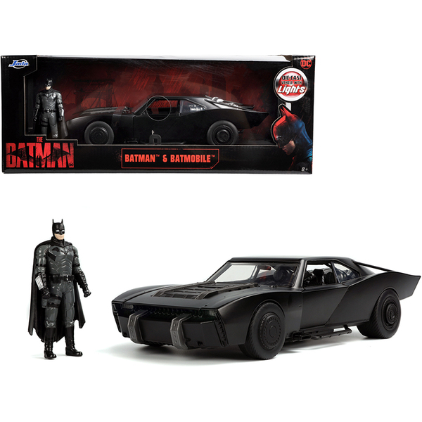 Jada Toys Batmobile Matt Black w/ Lights & Batman Figurine 1/18