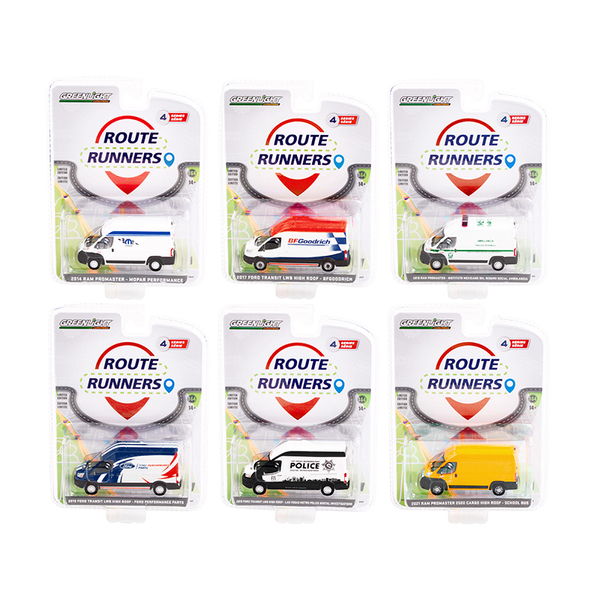 Greenlight Route Runners Series 4: 6 Diecast Vans, 1/64 Scale