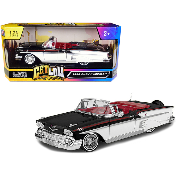 Motormax '58 Chevy Impala Lowrider Convertible: Black/White 1/24