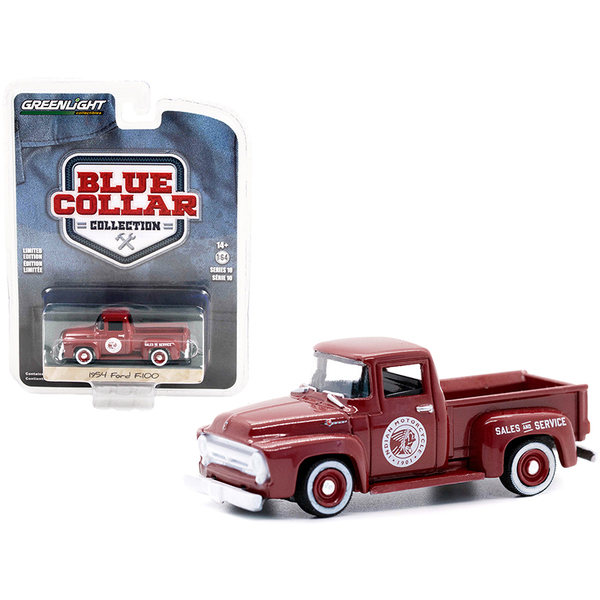 Greenlight 1954 Ford F-100 Pickup Truck - Burgundy Indian Motorcycle