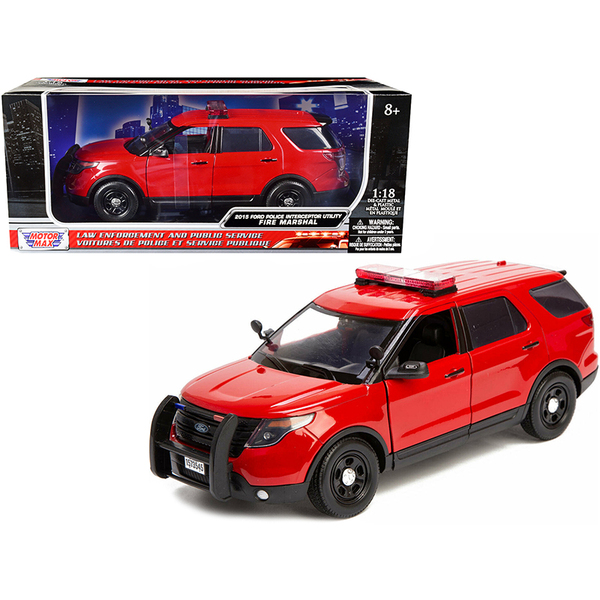 MotorMax 2015 Ford Police Interceptor Fire Marshal Red 1:18