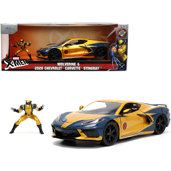 Jada Hollywood Rides Gold Corvette C8 & Wolverine Figurine (1/24)
