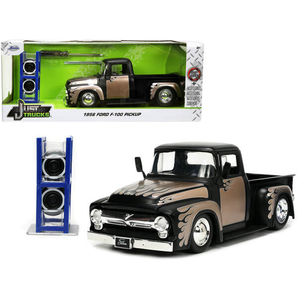 Jada 1956 Ford F-100 Truck - Matt Black Flames 1/24