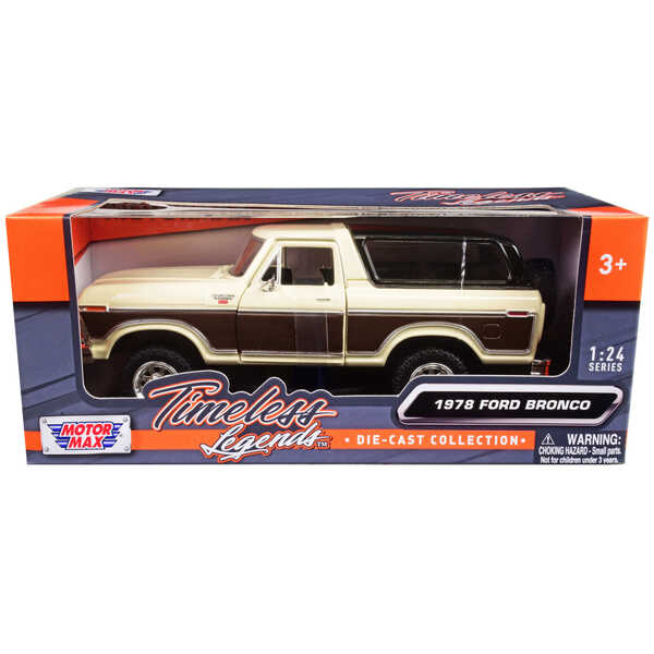 Motormax 1978 Ford Bronco Ranger XLT - Cream & Brown, 1/24