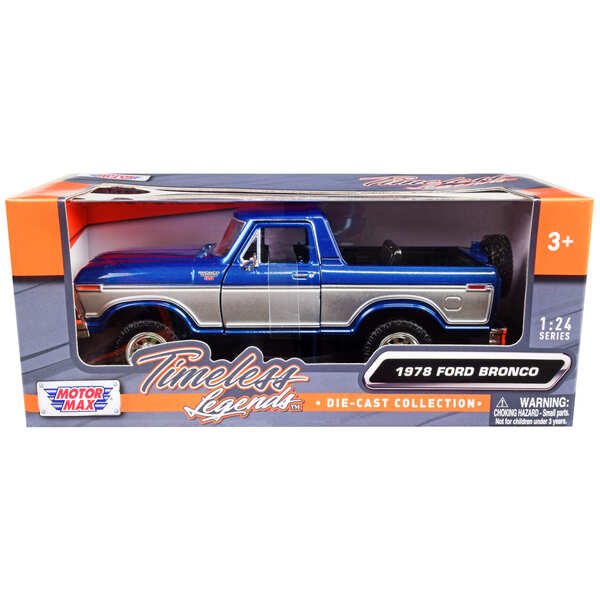 Motormax 1978 Ford Bronco Ranger XLT Blue/Silver 1/24 Diecast