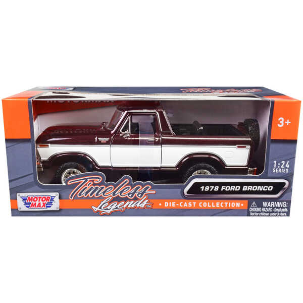 Motormax 1978 Ford Bronco Ranger XLT Burgundy/White 1/24 Diecast