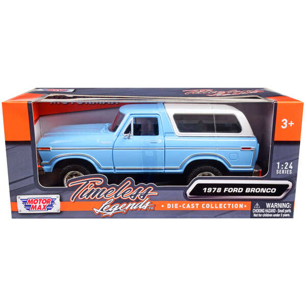 Motormax 1978 Ford Bronco Custom Light Blue/White 1/24 Diecast