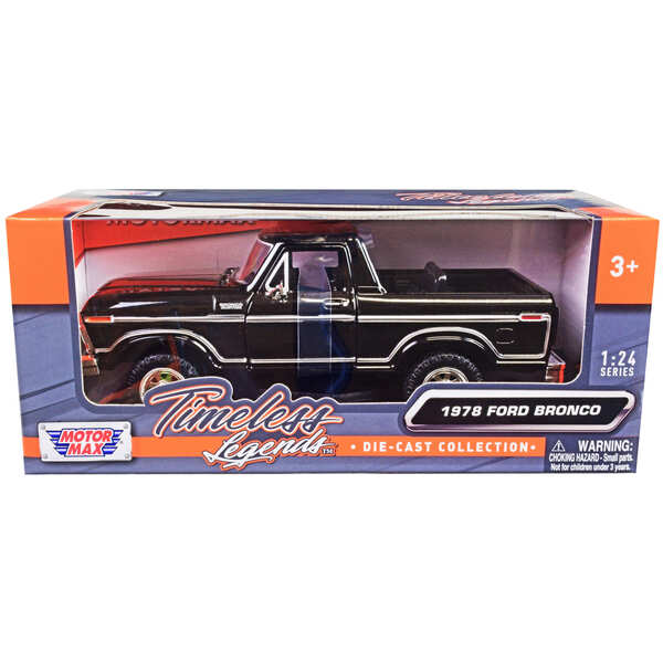 Motormax 1978 Ford Bronco Custom Open Top Black 1/24 Diecast