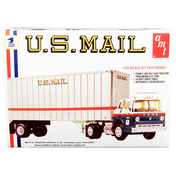 AMT Ford C900 U.S. Mail Truck & Trailer Kit - 1/25