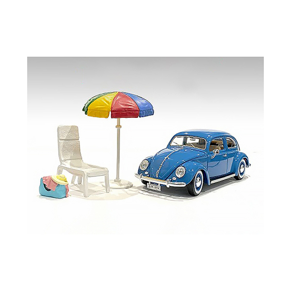 American Diorama Beach Girls Accessories Set: Chair, Umbrella, Bag