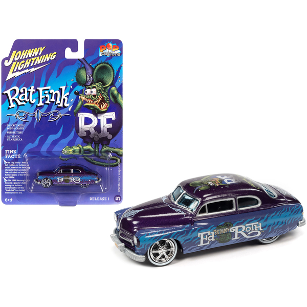 Johnny Lightning 1949 Mercury Coupe "Rat Fink" Purple Diecast Car