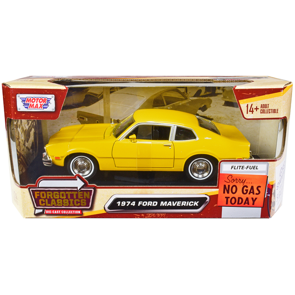 Motormax 1974 Ford Maverick 1:24 Yellow 'Forgotten Classics' Model