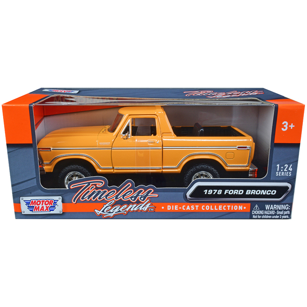 Motormax 1978 Ford Bronco Open Top 1:24 Yellow 8-inch Model