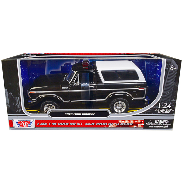 Motormax 1/24 Scale 1978 Bronco Police Car - Black/White