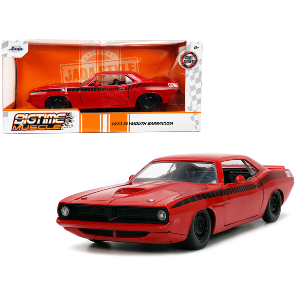 Jada 1973 Plymouth Barracuda - Red with Black Stripes