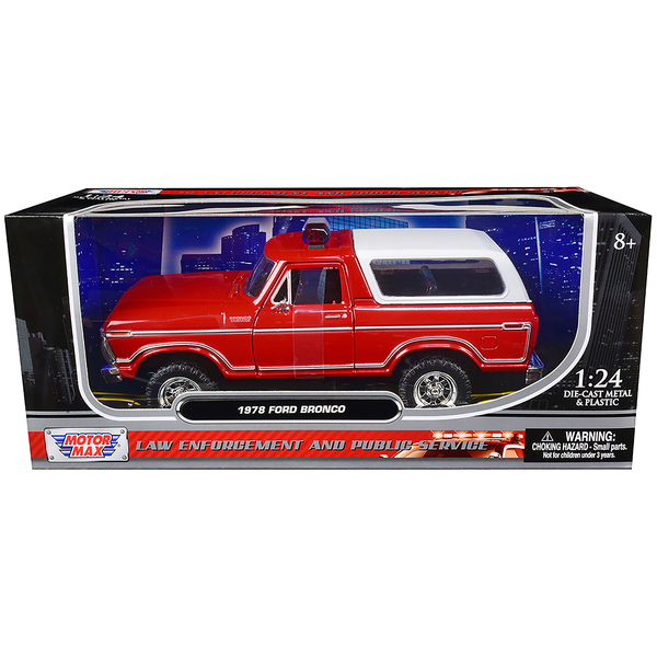 Motormax 1978 Ford Bronco Fire Dept - Unmarked Red