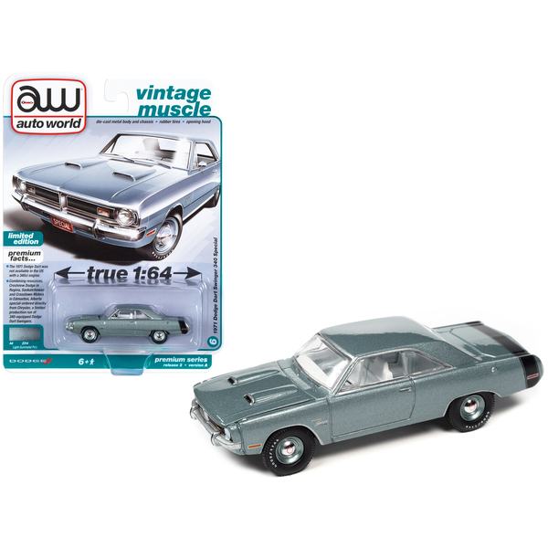 Autoworld 1971 Dodge Dart Swinger 340 Gunmetal 1/64 Scale