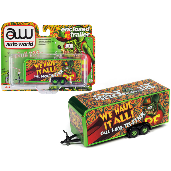 Autoworld 1/64 Rat Fink Enclosed Car Trailer - Green
