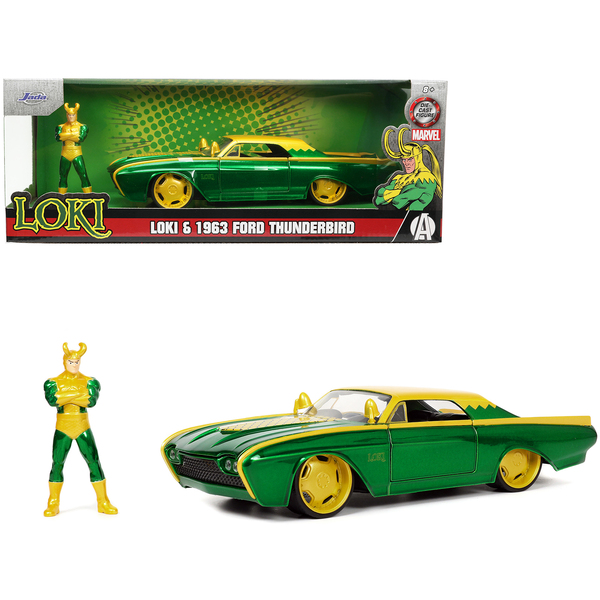 Jada 1963 Ford Thunderbird 'Loki' Marvel Car & Figure