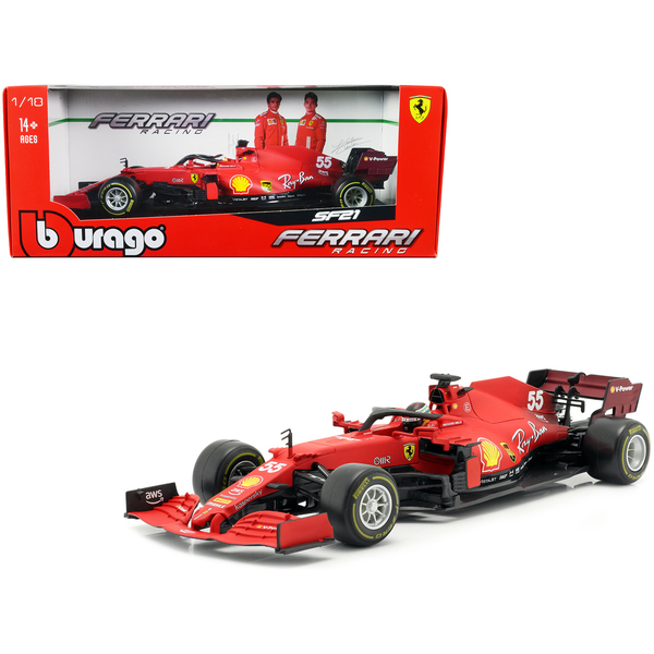 Bburago SF21 Carlos Sainz 1/18 F1 Diecast Model - Red