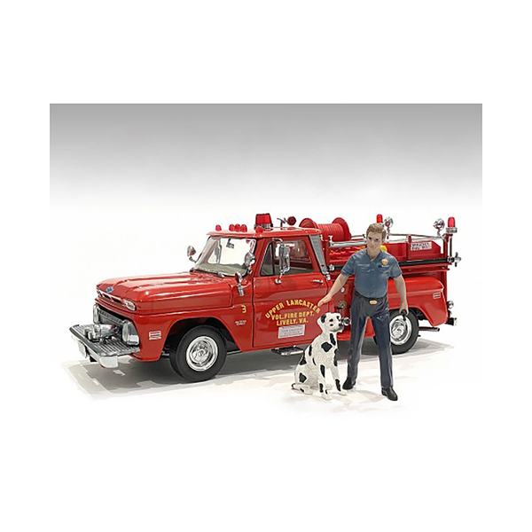 American Diorama Fire Dog Training Figures - 1/18 Scale, Trainer & Dog