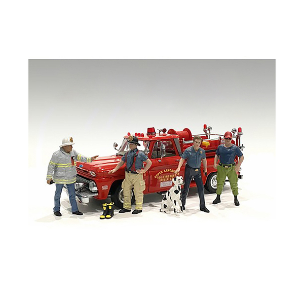 American Diorama Firefighter 6-Piece Set, 4-Inch Figures, 1/18 Scale
