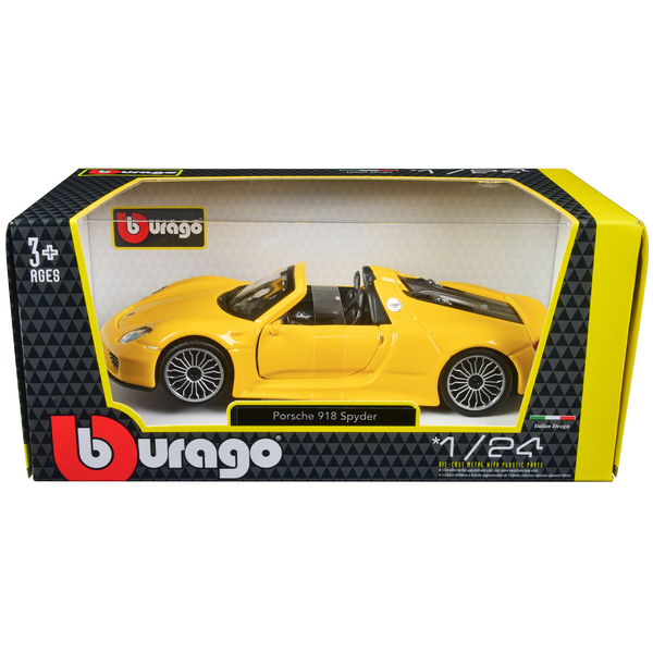 Bburago Porsche 918 Spyder Yellow 1:24 Scale Model