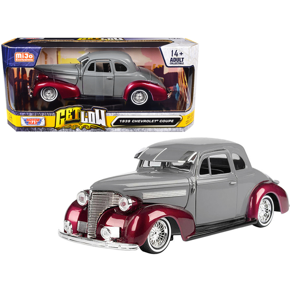 Motormax 1939 Chevy Coupe Lowrider Gray/Red 7.5" Diecast Model