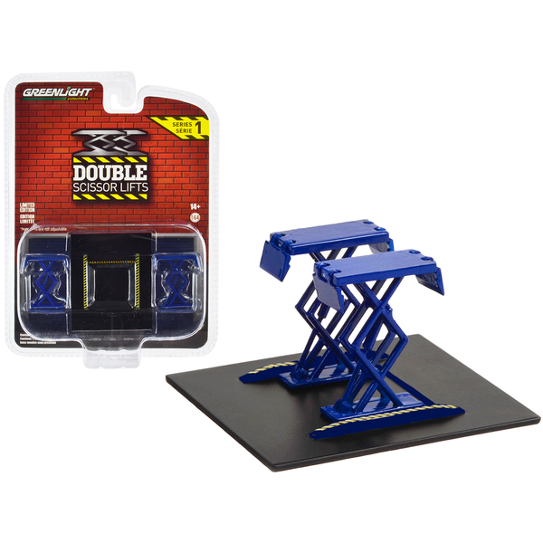 Greenlight Blue Double Scissor Lift - 1/64 Scale Diecast