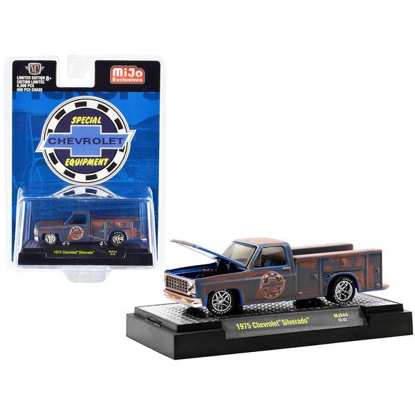 M2 Machines 1975 Chevy Silverado Service Truck Rusted Blue 1/64