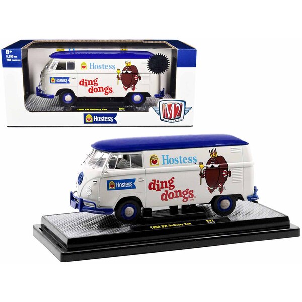 M2 Machines 1960 VW Delivery Van, Wimbledon White/Blue, 1/24 Scale