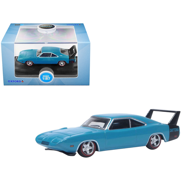 Oxford Diecast 1969 Dodge Charger Daytona Bright Blue 1/87 Scale