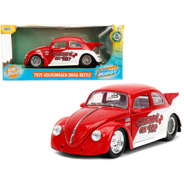 Jada 1959 VW Drag Beetle Red/White "Cherry on Top" (6.75in)