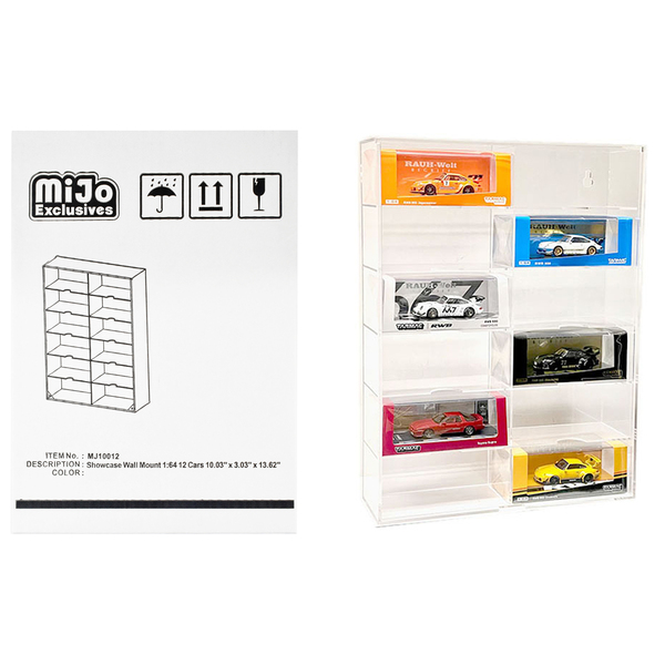 Mijo Exclusives 12 Car 1/64 Scale Display Case, Extra Space, Clear Back