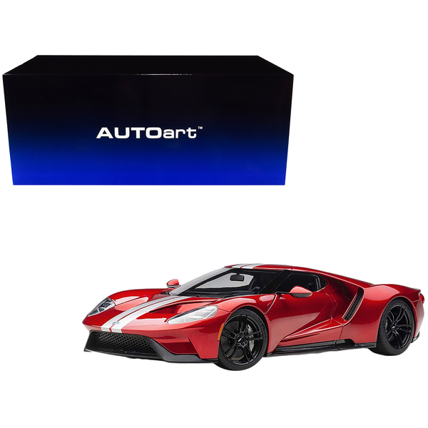 Autoart 1/18 Ford GT, Liquid Red/Silver Stripes