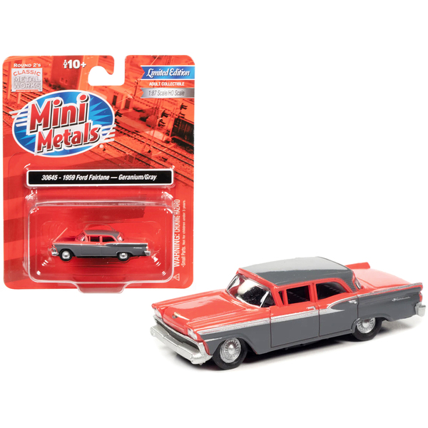 Classic Metal Works 1959 Ford Fairlane, Geranium Pink & Gunsmoke Gray HO