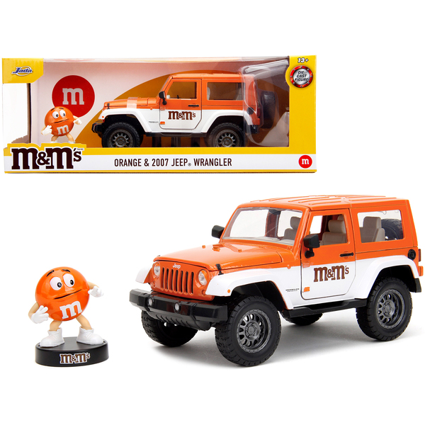 Jada 2007 Jeep Wrangler Orange & M&M 1/24 Diecast