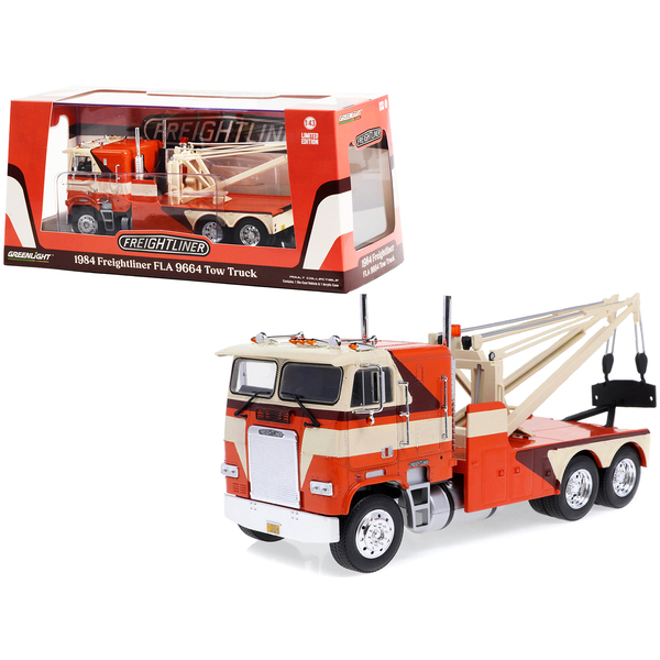 Greenlight 1/43 1984 Freightliner Tow Truck - Orange/White