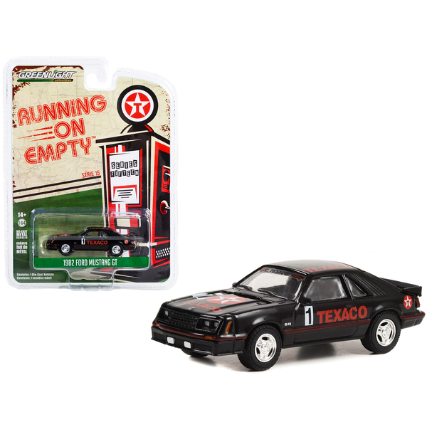 Greenlight 1982 Ford Mustang GT #1 "Texaco" 1/64 Diecast - Black
