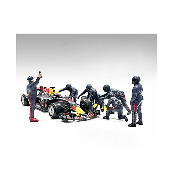 American Diorama 1/18 Scale F1 Pit Crew Blue III Set (7 Pcs)