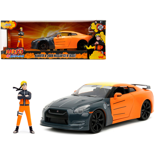 Jada 2009 Nissan GT-R Orange/Gray w/ Naruto Figure 1:24 Diecast