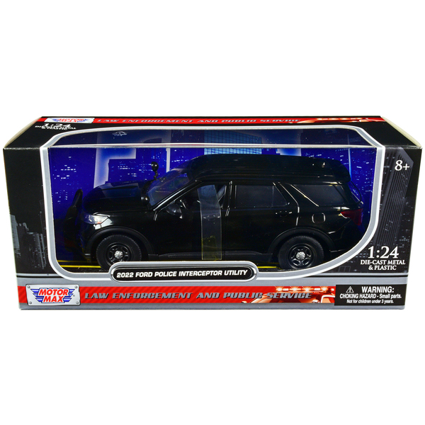 Motormax 2022 Ford Police Interceptor Black Slick-Top 1:24 Diecast