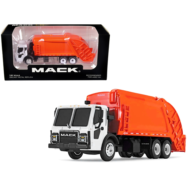 First Gear Mack LR Refuse Truck - Orange/White - 1/87 HO