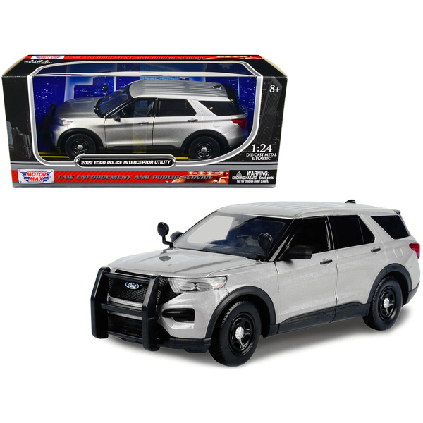 Motormax Silver Ford Police Interceptor Utility 1/24 Diecast Car